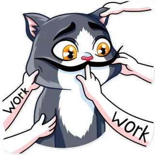 💼 WORK Katze, lustig, Arbeit, Humor, Meme telegram sticker