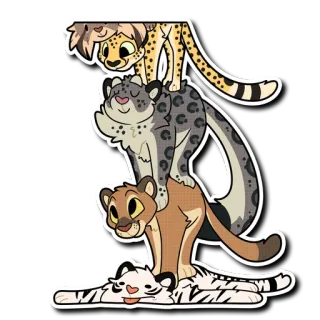 🐈 Kreskówka, Zwierzęta, Koty, Gepard, Tygrys, Lew, Lampart śnieżny telegram sticker