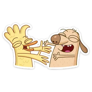 🤗 Kartun, Binatang, Bebek, Anjing, Peluk, Persahabatan telegram sticker