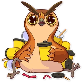 ☕ burung hantu, kopi, makanan, kartun telegram sticker