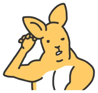 😐 Känguru, Tier, Cartoon, Denken, Illustration, Pose telegram sticker