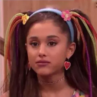 😐 Ariana Grande cantor, estrela pop, tiara, maria chiquinha, brincos whatsapp sticker
