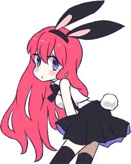 🙂 Anime, Orelhas de coelho, Desenho animado, Cabelo rosa, Fofo, Coelhinha telegram sticker