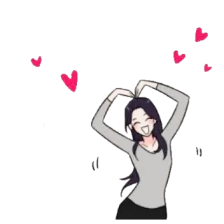❤️ 만화, 여자, 하트, 사랑, 애정, 귀여운 telegram sticker