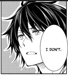 😕 I DON'T. Anime, Manga, Blanco y negro, Triste, Indiferente, Expresión telegram sticker