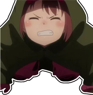 😩 anime, angry, character, girl, hood, cartoon, mad whatsapp sticker