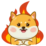 😌 enojado, perro, Shiba Inu, llamas, dibujos animados, meme, emoji, lindo telegram sticker
