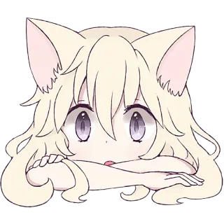 🙄 Anime Mädchen, Katzenmädchen, Süß, Kawaii, Anime, Sticker telegram sticker