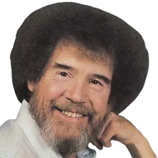 😀 Bob Ross Bob Ross, pittore, artista, ritratto, alberi felici, arte, pittura telegram sticker