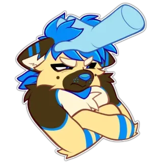 🙄 Furry, Anthro, Doente, Garrafa, Dor de cabeça, Animal, Desenho animado, Adesivo telegram sticker