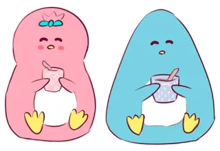 ☕️ penguins, cute, kawaii, animals, birds, hot chocolate, winter telegram sticker