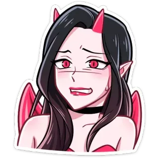 😅 demon, girl, woman, anime, devil, horns, wings telegram sticker