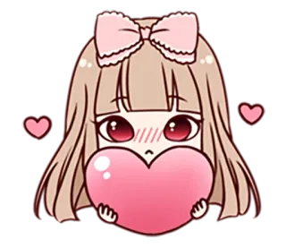 😀 애니메이션, 소녀, 하트, 귀여운, 사랑, 카와이 telegram sticker