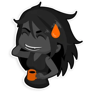 😅 dessin animé, emoji, café, personnage, chibi telegram sticker