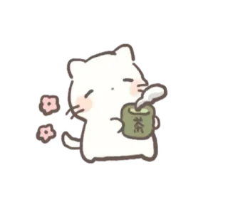 😊 kat, thee, schattig, dier, drank, ontspannend, kawaii telegram sticker