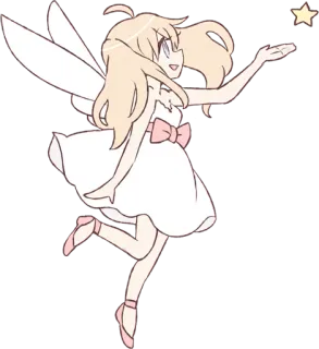 😃 fada, desenho animado, fofo, personagem, fantasia, estrela telegram sticker