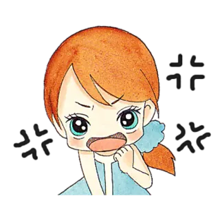 😡 Cartoon, Meisje, Anime, Schattig, Boos, Chibi telegram sticker