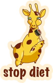 👌 stop diet girafa, sushi, dieta, desenho animado, fofo, comida, animal, humor telegram sticker