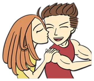 😘 beso, pareja, romance, amor, dibujos animados, afecto telegram sticker