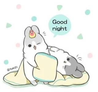 😴 Good night zwierzęta, kreskówka, słodkie, dobranoc, śpiący telegram sticker