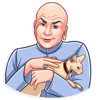 😏 Dr. Evil Austin Powers Tiến sĩ Evil, mèo, hói, ác quỷ, kẻ phản diện, Austin Powers, mèo Sphynx telegram sticker