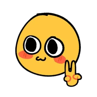 🙂 Emoji, Niedlich, Kawaii, Friedenszeichen, Gelb, Cartoon telegram sticker