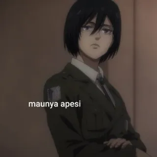 ☕ Mikasa Ackerman Attack on Titan maunya apesi Anime, Frau, Ernst, Charakter, Mikasa, Attack on Titan whatsapp sticker