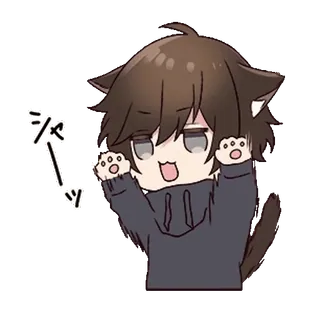 ⭐️ シャーツ アニメ, 猫, 耳, 可愛い, 漫画, かわいい whatsapp sticker