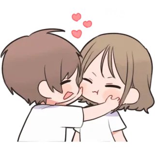 😘 むにこ 사랑, 귀여운, 애정, 키스, 커플, 로맨틱, 만화 telegram sticker