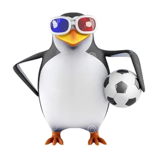 ⚽ chim cánh cụt, bóng đá, quả bóng, kính 3D, hoạt hình, động vật telegram sticker
