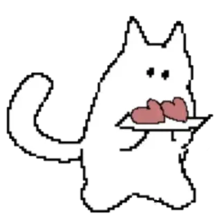 ❤️‍🩹 gato, corações, fofo, animal, pixel art, arte digital, kawaii telegram sticker