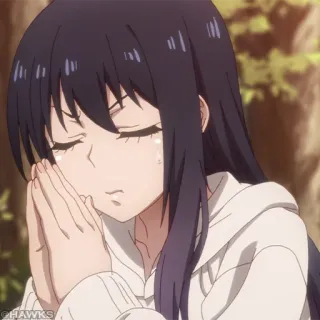 👻 anime, garota, chorando, triste, implorando, emocional telegram sticker