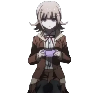 🎮 Chiaki Nanami Danganronpa anime, video games, girl, brown hair, character telegram sticker