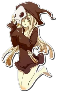 👻 动漫, 女孩, 骷髅, 连帽衫, 金发, 面具 telegram sticker