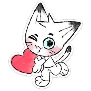 🐱 Katze, Herz, Liebe, süß, Tier, Aufkleber, Cartoon whatsapp sticker