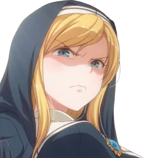 😠 Anime, fille, en colère, capuche, blonde, sérieux telegram sticker
