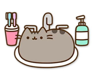 🛀 Pusheen katze, spüle, badezimmer, cartoon, süß, pusheen telegram sticker
