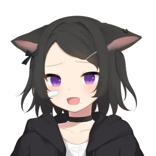 😅 cô gái anime, tai mèo, anime, dễ thương, chibi telegram sticker
