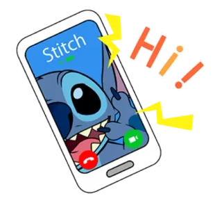 ✋ Stitch Hi! Cartone animato, Alien, Telefono, Chiamata, Disney telegram sticker