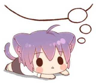 😶 Anime, Kucing, Berpikir, Kawaii, Imut, Kartun, Menggemaskan telegram sticker