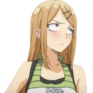 😒 S-Sure. Аниме, Девушка, Персонаж, Выражение, Румянец telegram sticker