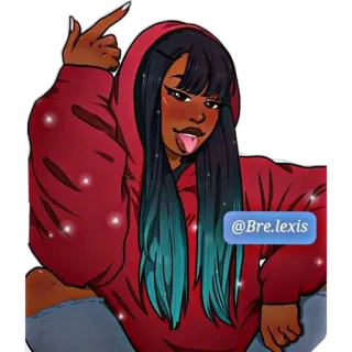 🦔 @Bre.lexis cartone animato, ragazza, felpa con cappuccio, dito medio telegram sticker