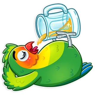 🍺 새, 앵무새, 마시는, 음료, 만화, 동물, 귀여운, 웃긴 telegram sticker