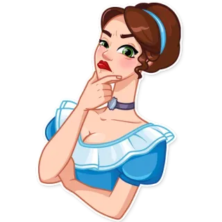 🤔 femme, pensant, pose, dessin animé, doute, incertain, contemplatif telegram sticker