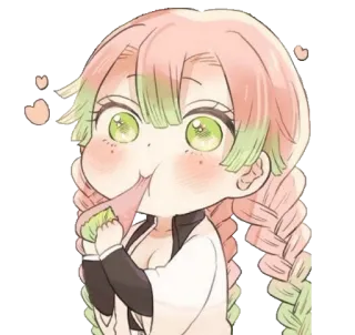 💖 Mitsuri Kanroji Demon Slayer 动漫, 漫画, 鬼灭之刃, 甘露寺蜜璃, 卡哇伊, 可爱 whatsapp sticker