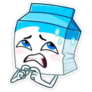 😰 Milch, Cartoon, Essen, Getränk, Emoticon, ängstlich whatsapp sticker