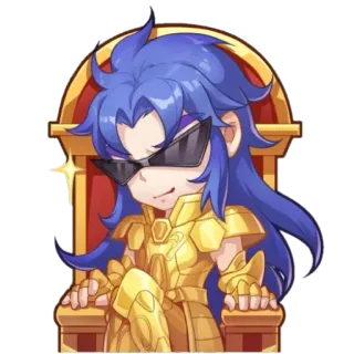😎 desenho animado, adesivo, óculos de sol, chibi, trono telegram sticker