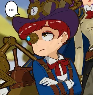 🦄 ... steampunk, character, cartoon, hat, gear, thought bubble telegram sticker