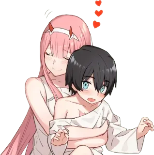 🤗 Zero Two Darling in the Franxx Anime, Cartone animato, Zero Two, Romance, Darling in the Franxx, Capelli rosa telegram sticker