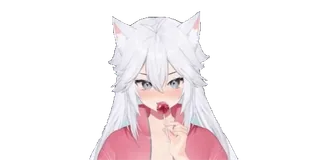 🍭 anime, garota gato, fofo, kawaii, pirulito telegram sticker